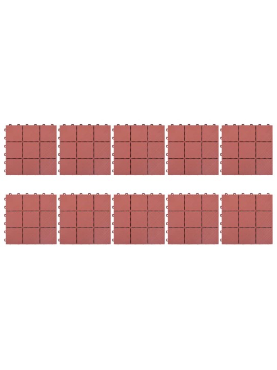 Terasové dlaždice 10 ks červené 30,5 x 30,5 cm plast