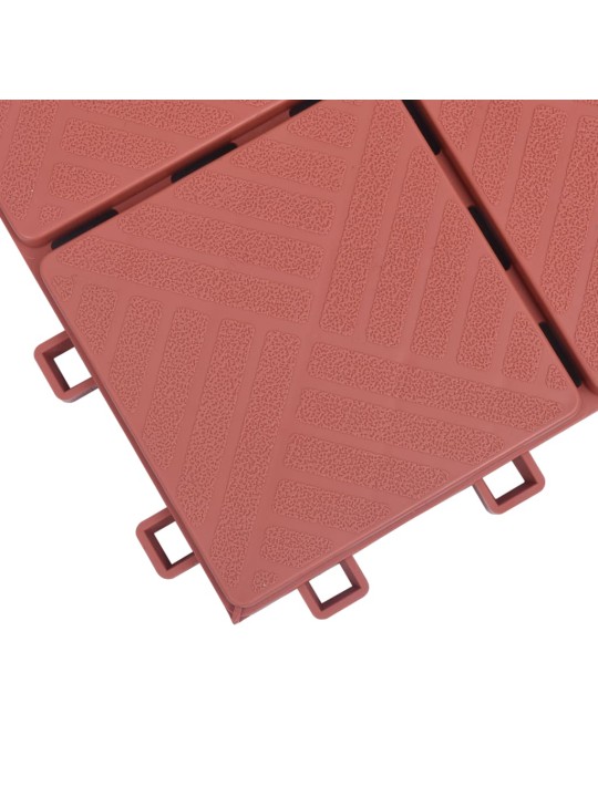 Terasové dlaždice 10 ks červené 30,5 x 30,5 cm plast