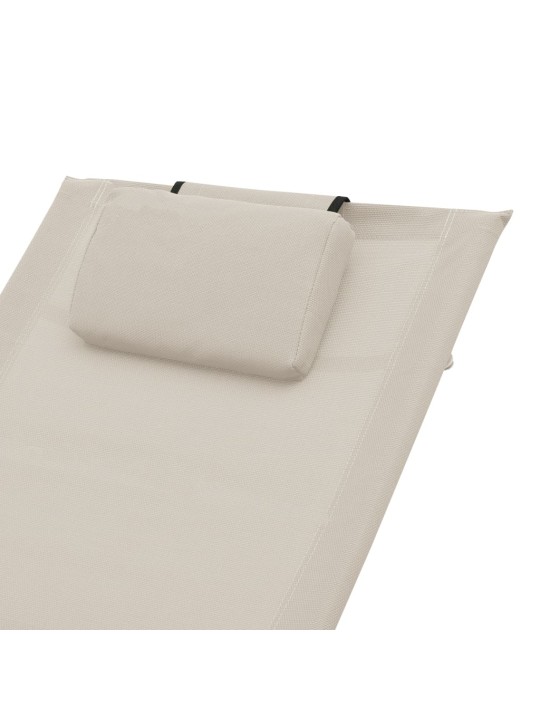 Zahradní lehátko s polštářkem krémové textilen