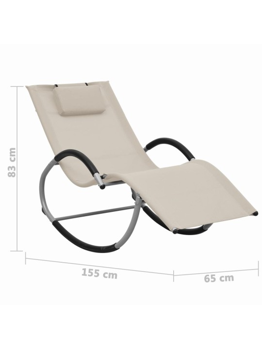 Zahradní lehátko s polštářkem krémové textilen