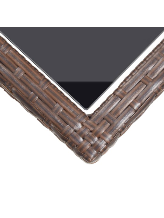 Zahradní stůl hnědý 110 x 53 x 72 cm sklo a polyratan