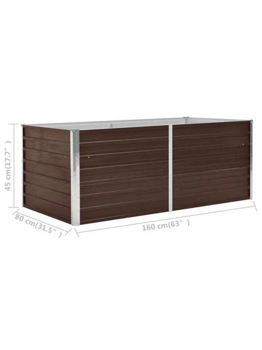 Vyvýšený zahradní truhlík 160x80x45 cm pozinkovaná ocel hnědý