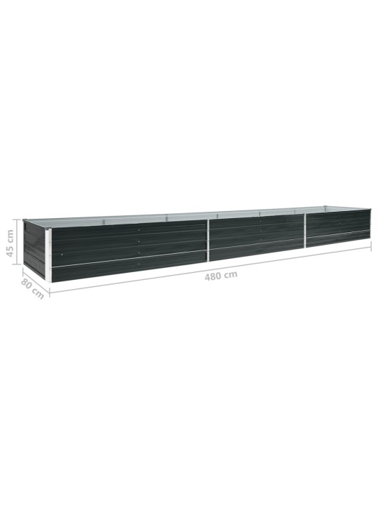 Vyvýšený záhon pozinkovaná ocel 480 x 80 x 45 cm antracitový