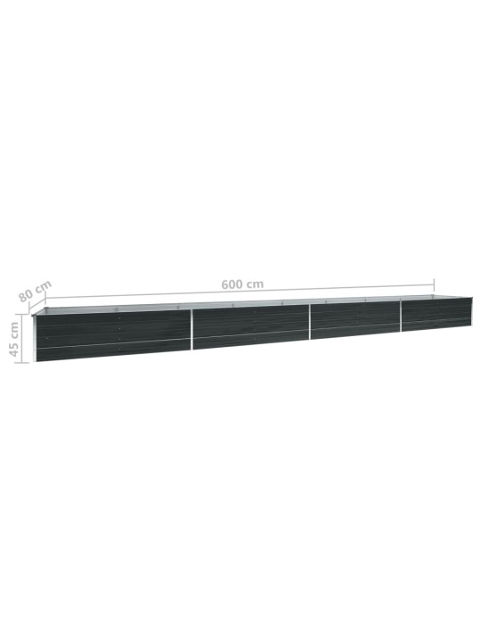 Vyvýšený záhon pozinkovaná ocel 600 x 80 x 45 cm antracitový
