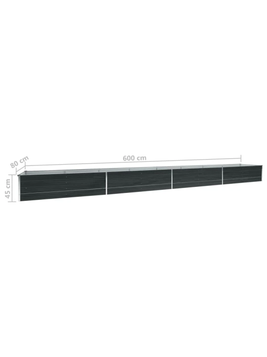 Vyvýšený záhon pozinkovaná ocel 600 x 80 x 45 cm antracitový