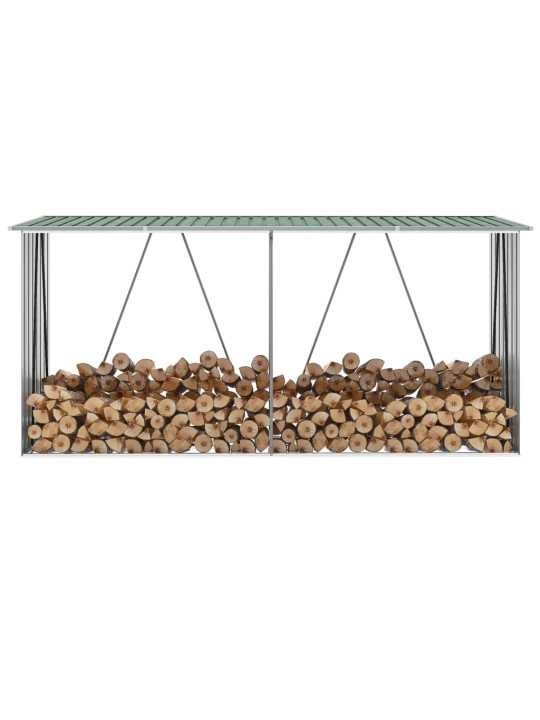 Zahradní kůlna na dříví pozinkovaná ocel 330x84x152 cm zelená