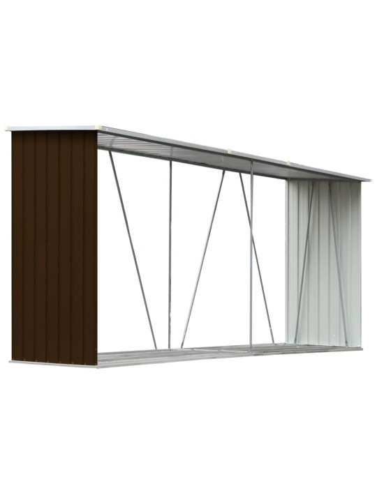 Zahradní kůlna na dříví pozinkovaná ocel 330x84x152 cm hnědá