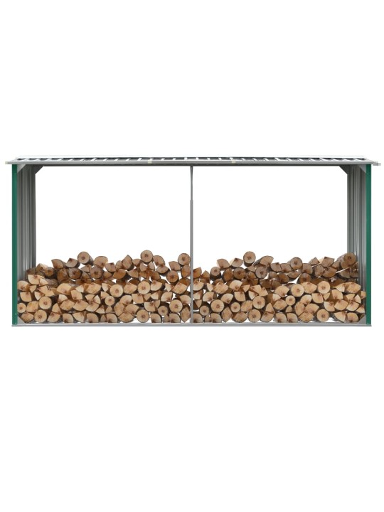 Zahradní kůlna na dříví pozinkovaná ocel 330x92x153 cm zelená