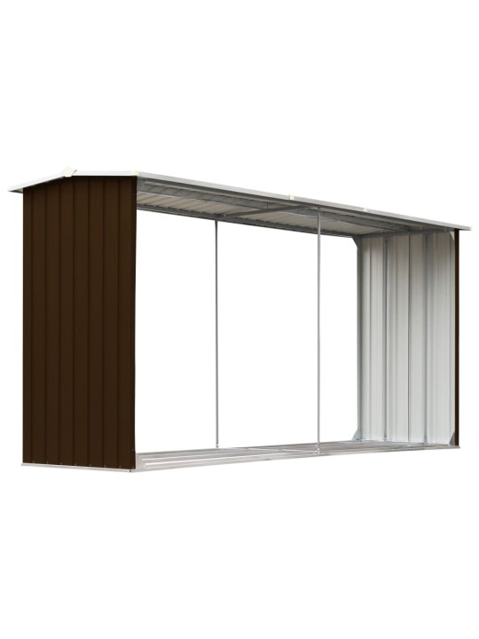 Zahradní kůlna na dříví pozinkovaná ocel 330x92x153 cm hnědá
