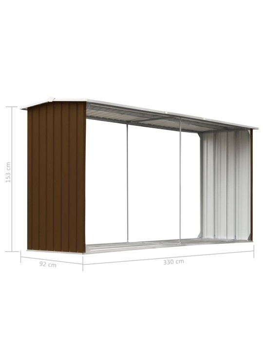 Zahradní kůlna na dříví pozinkovaná ocel 330x92x153 cm hnědá