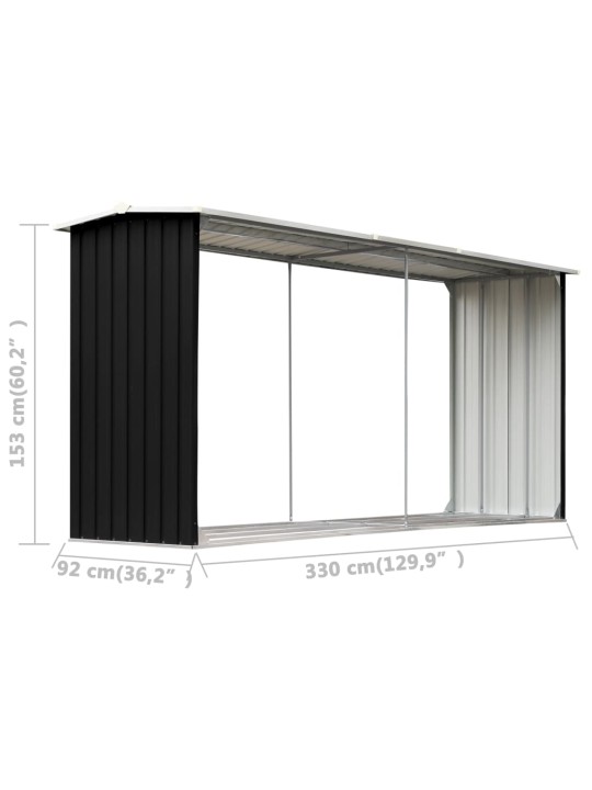 Zahradní kůlna na dříví pozinkovaná ocel 330x92x153 cm antracit
