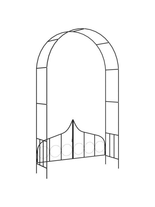 Zahradní oblouk s bránou černý 138 x 40 x 238 cm železo