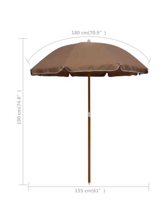 Zahradní slunečník s ocelovou tyčí 180 cm taupe