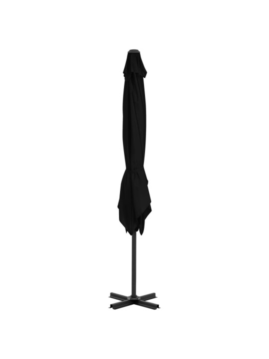 Boční zahradní slunečník s hliníkovou tyčí černý 250 x 250 cm