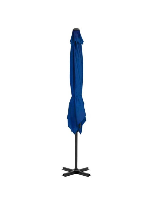 Boční zahradní slunečník s hliníkovou tyčí azurový 250 x 250 cm