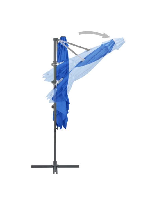Boční zahradní slunečník s ocelovou tyčí azurový 250 x 250 cm