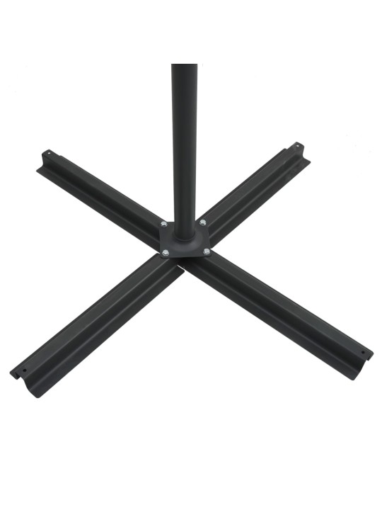 Boční zahradní slunečník s LED ocelová tyč 250 x 250 cm azurový