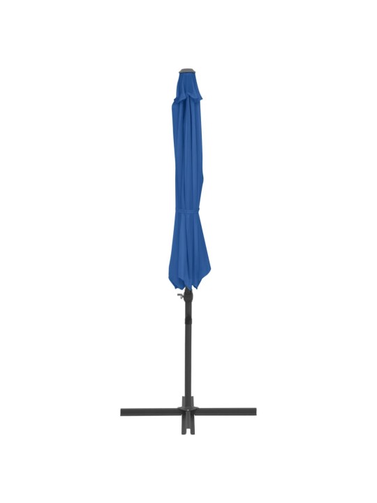 Boční zahradní slunečník s ocelovou tyčí azurový 250 x 250 cm