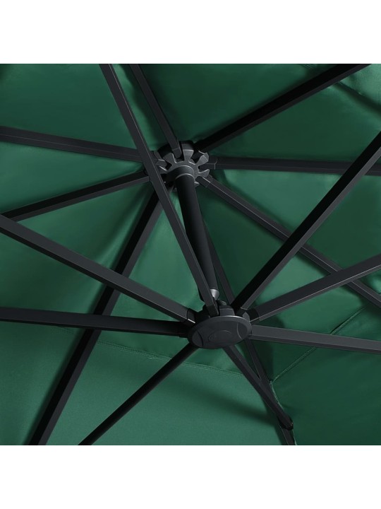 Boční zahradní slunečník s LED hliníková tyč 400x300 cm zelený