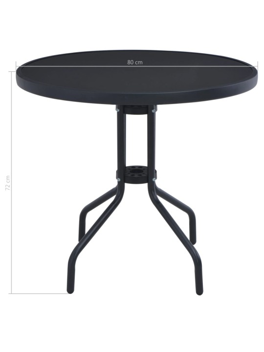Zahradní stolek černý 60 cm ocel a sklo