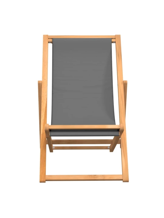 Skládací plážové křeslo masivní teak šedé