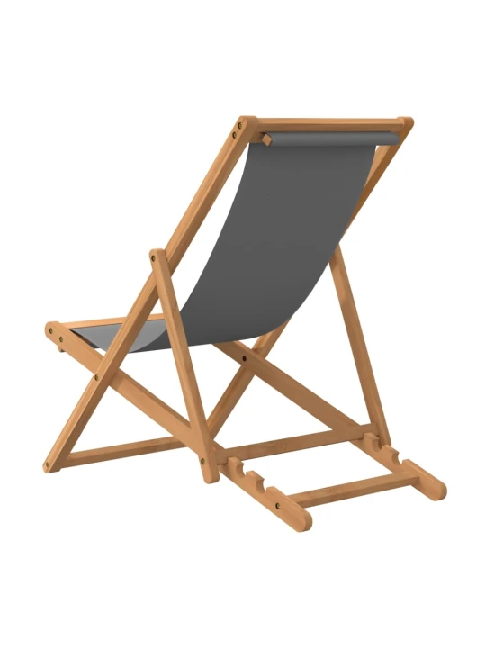 Skládací plážové křeslo masivní teak šedé