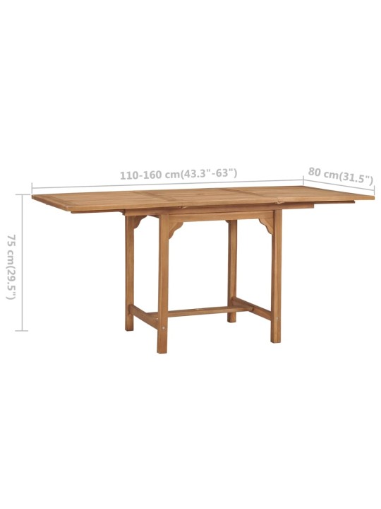 Rozkládací zahradní stůl (110–160) x 80 x 75 cm masivní teak