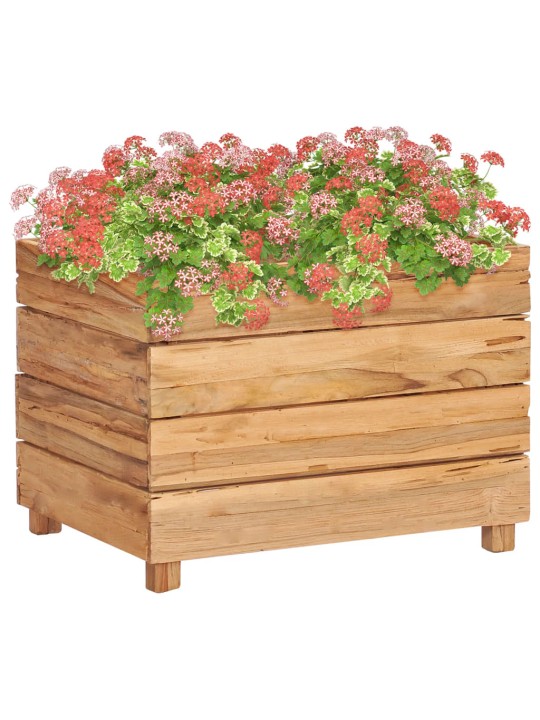 Vyvýšený záhon 50 x 40 x 38 cm recyklované teakové dřevo a ocel