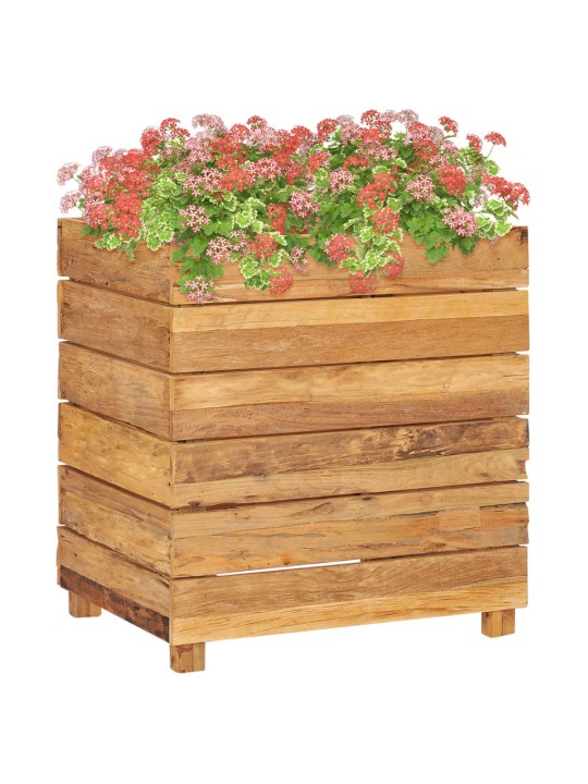 Vyvýšený záhon 50 x 40 x 55 cm recyklované teakové dřevo a ocel