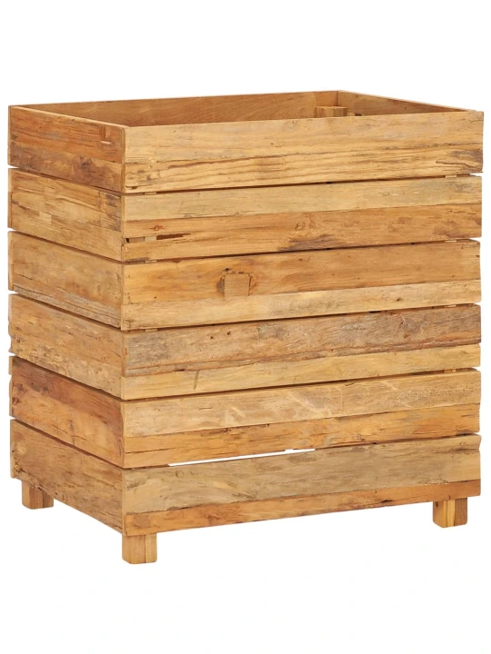 Vyvýšený záhon 50 x 40 x 55 cm recyklované teakové dřevo a ocel