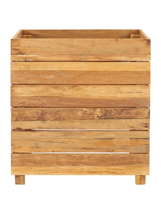 Vyvýšený záhon 50 x 40 x 55 cm recyklované teakové dřevo a ocel