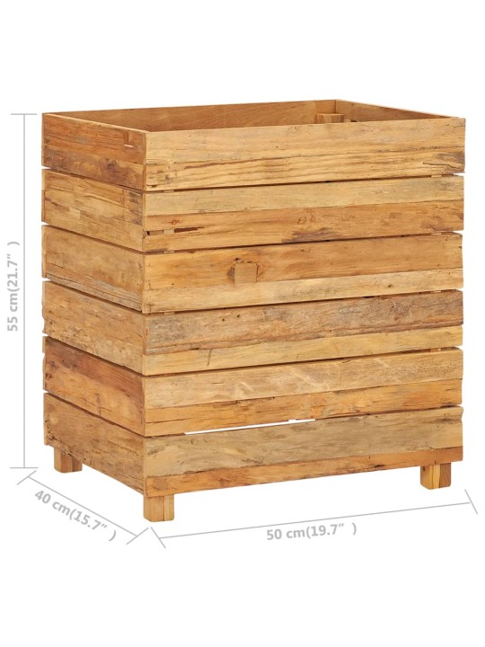 Vyvýšený záhon 50 x 40 x 55 cm recyklované teakové dřevo a ocel