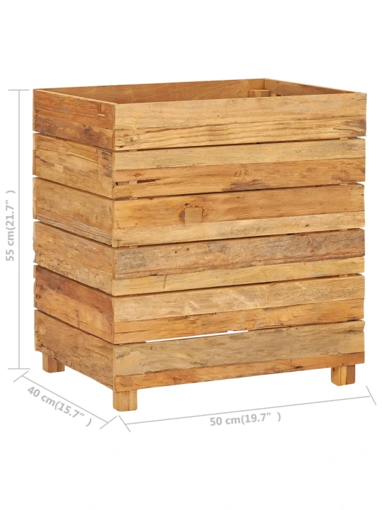 Vyvýšený záhon 50 x 40 x 55 cm recyklované teakové dřevo a ocel