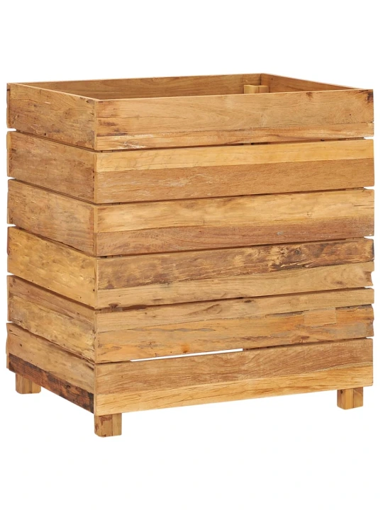 Vyvýšený záhon 50 x 40 x 55 cm recyklované teakové dřevo a ocel