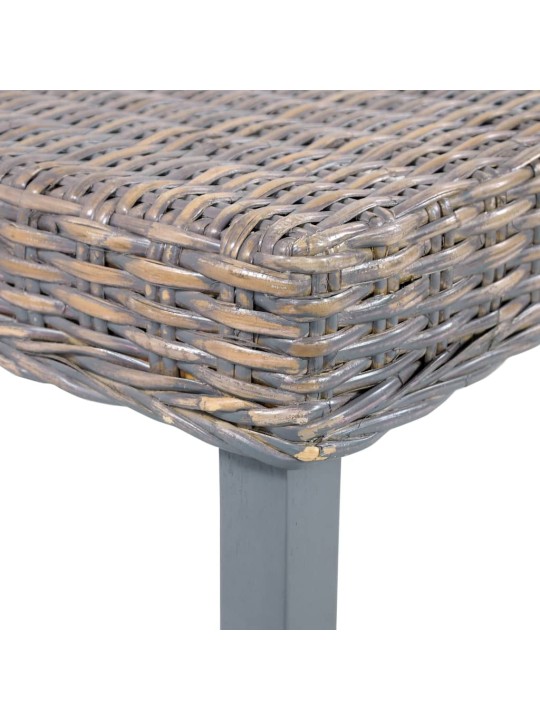 Lavice 110 cm šedá přírodní kubu ratan a masivní mangovník