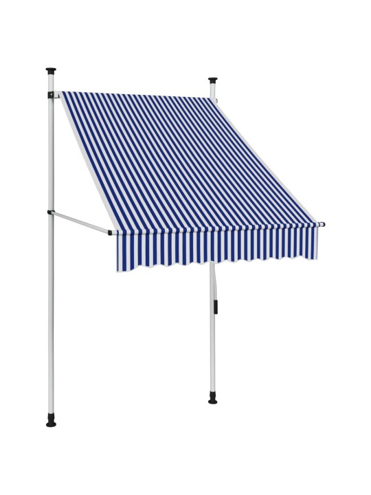Ručně zatahovací markýza 100 cm modro-bílé pruhy