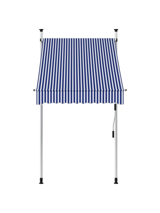 Ručně zatahovací markýza 100 cm modro-bílé pruhy