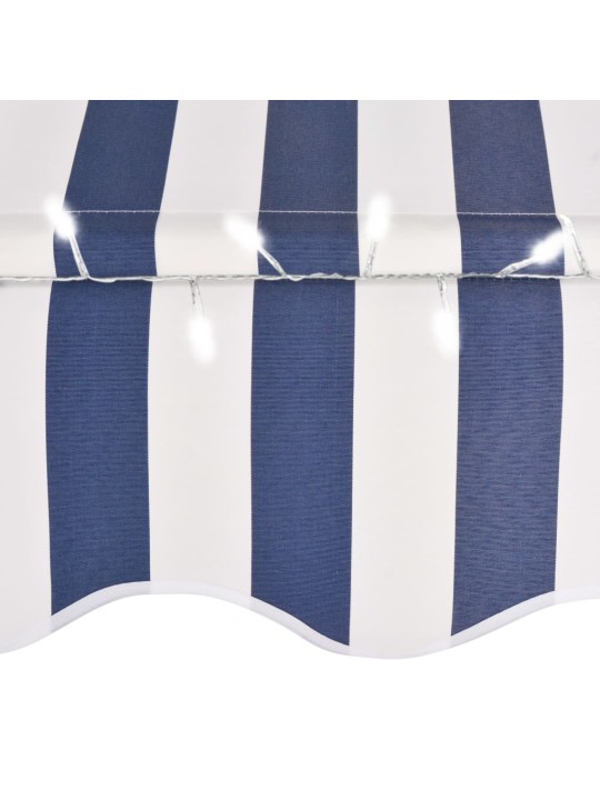 Ručně zatahovací markýza s LED světlem 200 cm modrobílá
