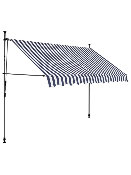 Ručně zatahovací markýza s LED světlem 250 cm modrobílá