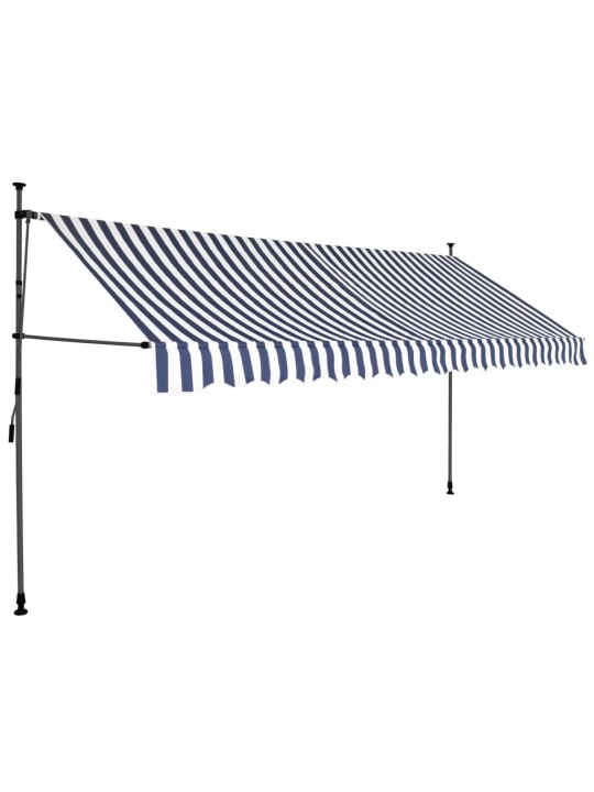 Ručně zatahovací markýza s LED světlem 350 cm modrobílá