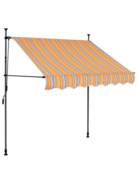 Ručně zatahovací markýza s LED světlem 100 cm žlutomodrá