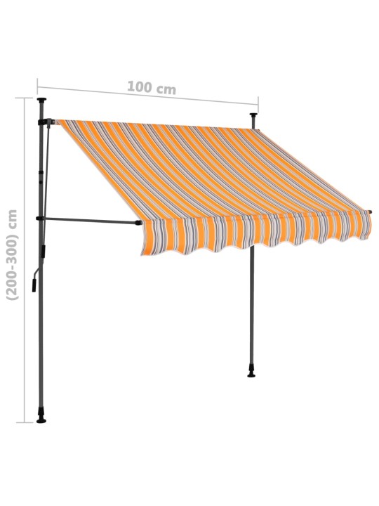 Ručně zatahovací markýza s LED světlem 100 cm žlutomodrá