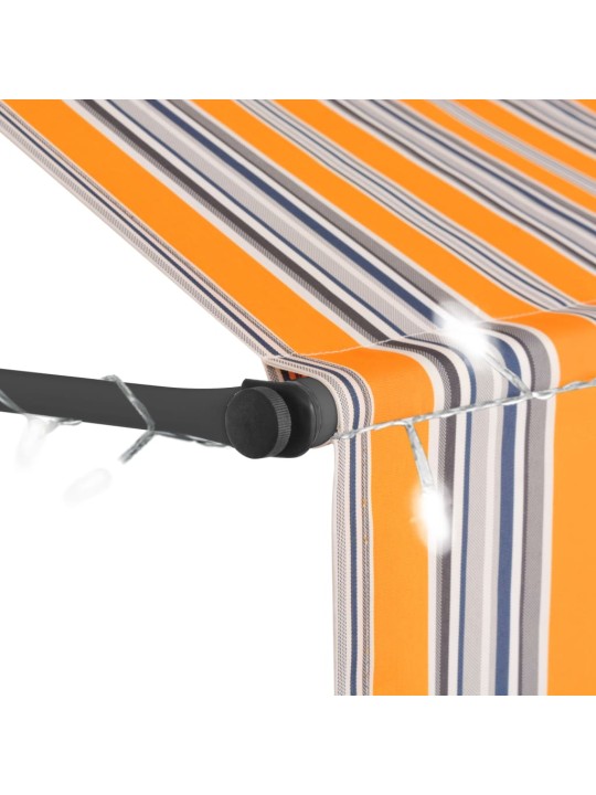 Ručně zatahovací markýza s LED světlem 150 cm žlutomodrá