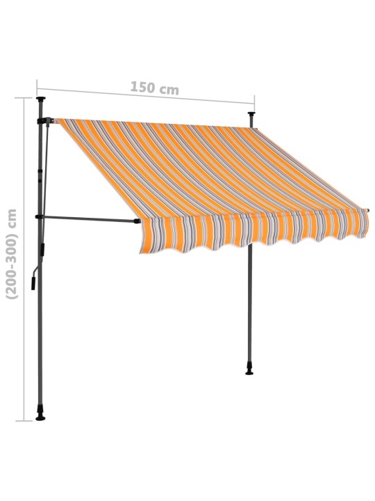 Ručně zatahovací markýza s LED světlem 150 cm žlutomodrá