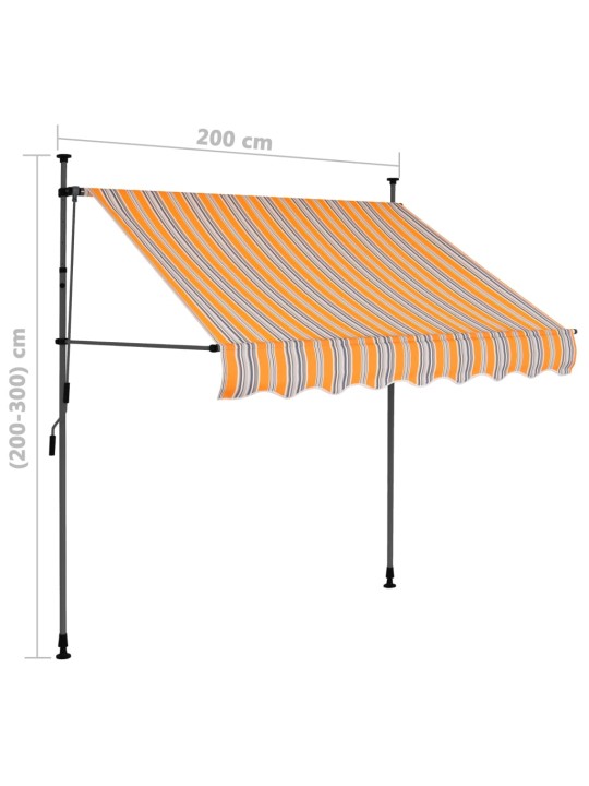 Ručně zatahovací markýza s LED světlem 200 cm žlutomodrá