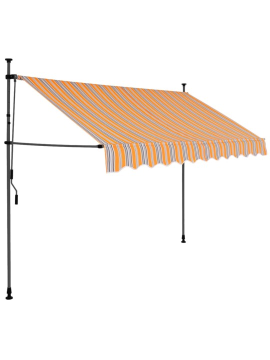 Ručně zatahovací markýza s LED světlem 250 cm žlutomodrá