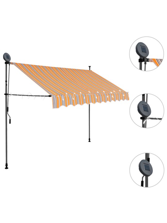 Ručně zatahovací markýza s LED světlem 250 cm žlutomodrá