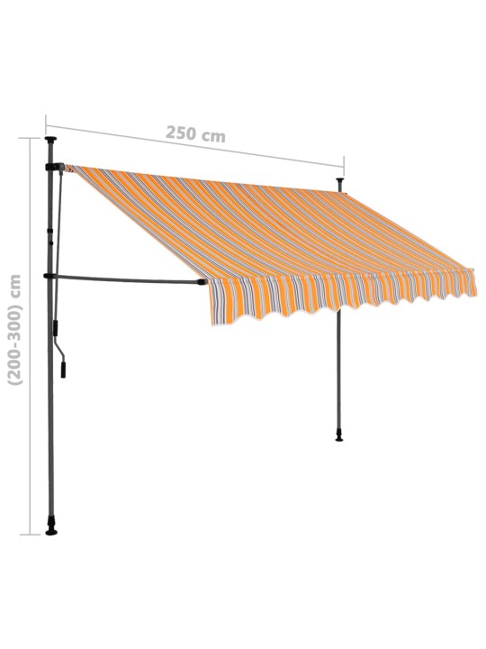 Ručně zatahovací markýza s LED světlem 250 cm žlutomodrá