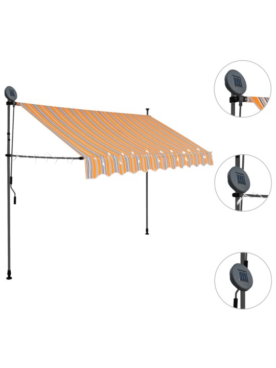 Ručně zatahovací markýza s LED světlem 300 cm žlutomodrá