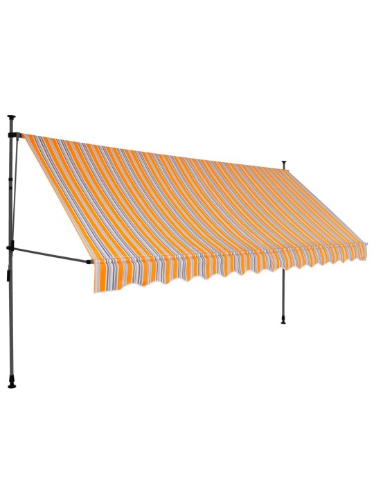 Ručně zatahovací markýza s LED světlem 350 cm žlutomodrá